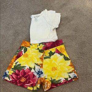 Janie and Jack Floral Kids Set - White and Multicolor